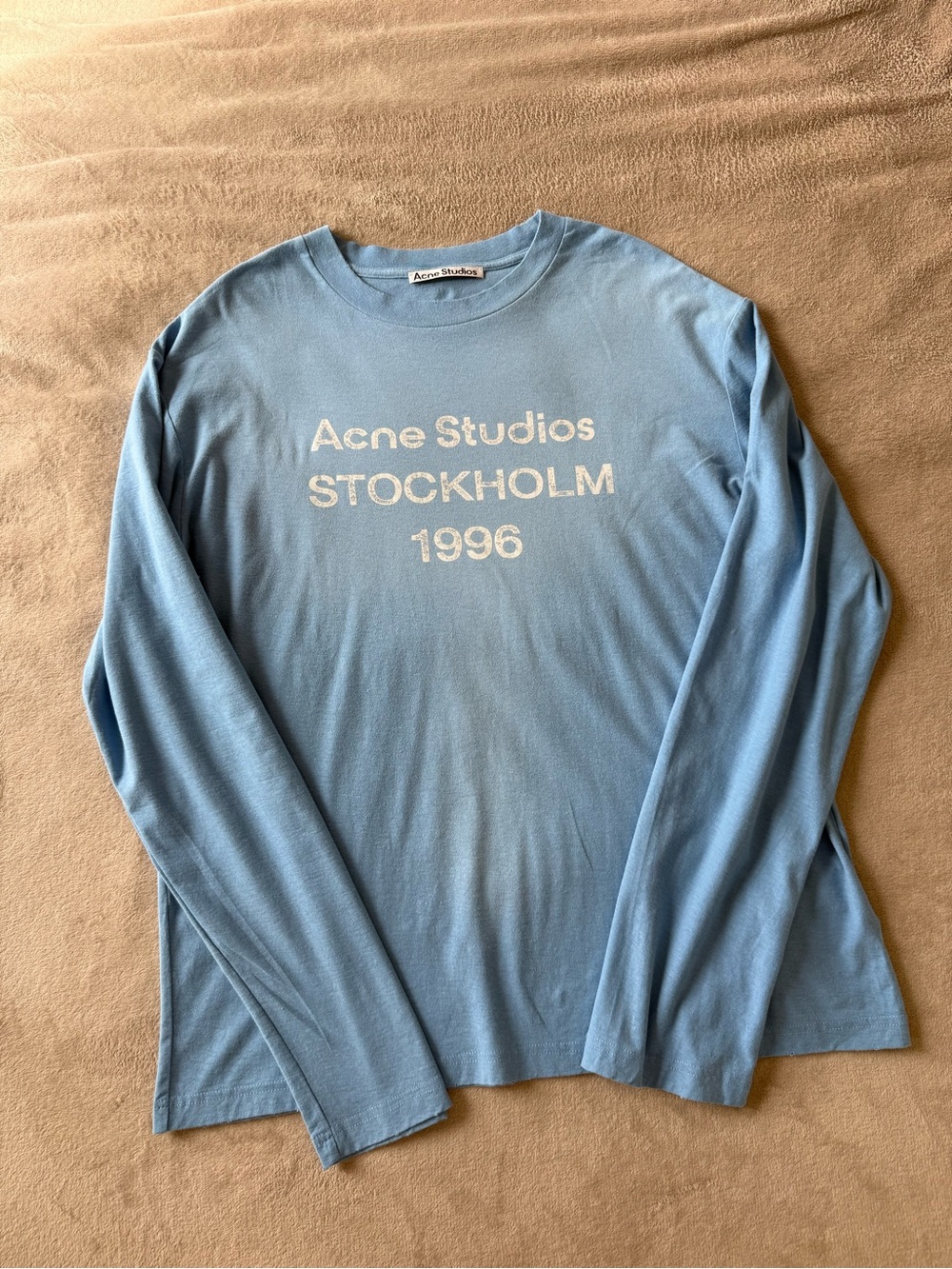 Acne Studios SPRAYED 1996 Logo Long Sleeve Unisex Blue Size M